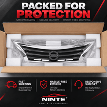 NINTE Front Upper Bumper Grille Fit for Nissan Altima 2013-2015 Black with Chrome Trim One Piece Horizontal Billet Style - NINTE