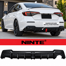Load image into Gallery viewer, NINTE Rear Bumper Diffuser Fit for Honda Civic Sedan 4-Door 2022-2024 Painted Gloss Black ABS One Piece with Integrated LED Brake Light - NINTE