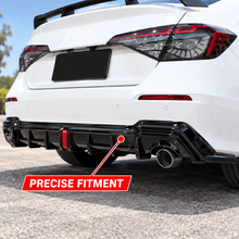 NINTE Rear Bumper Diffuser Fit for Honda Civic Sedan 4-Door 2022-2024 Painted Gloss Black ABS One Piece with Integrated LED Brake Light - NINTE