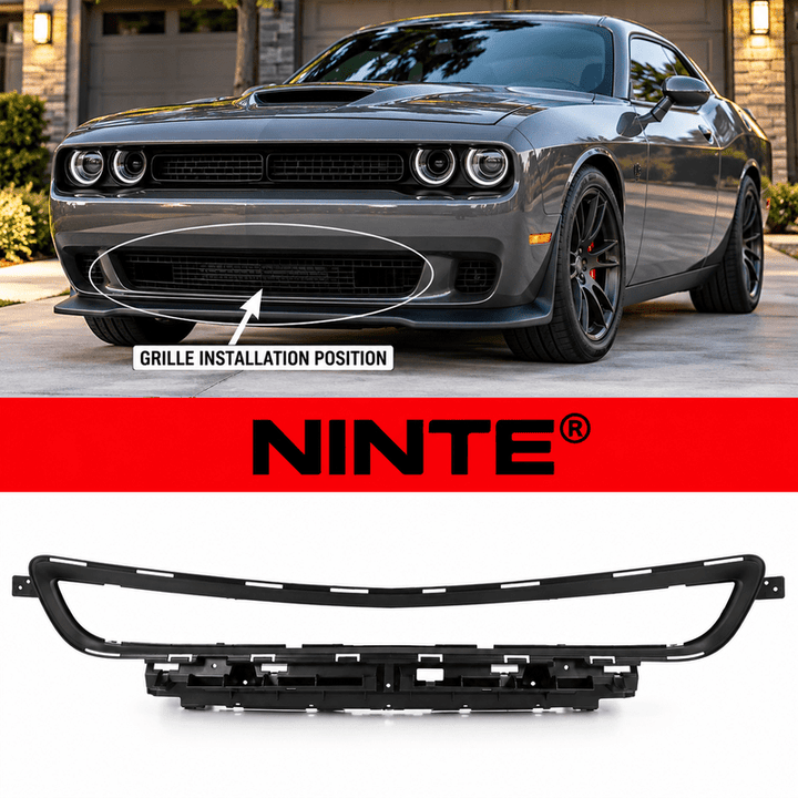 NINTE Front Lower Grille Reinforcement Fit for Dodge Challenger 2015-2022 Black Plastic One Piece Replacement - NINTE