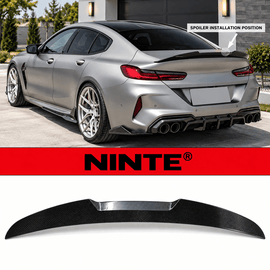 NINTE Rear Trunk Spoiler Wing Fit for BMW 8 Series G16 840i F93 M8 4-Door Gran Coupe 2019-2025 Painted Carbon Black One Piece PSM Highkick Duckbill Style Without Logo - NINTE