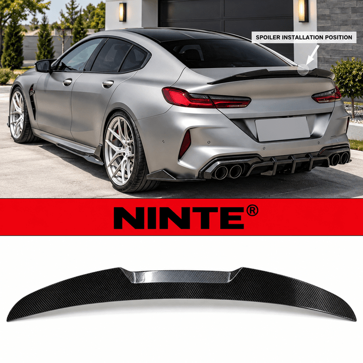 NINTE Rear Trunk Spoiler Wing Fit for BMW 8 Series G16 840i F93 M8 4-Door Gran Coupe 2019-2025 Painted Carbon Black One Piece PSM Highkick Duckbill Style Without Logo