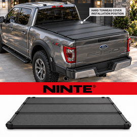 NINTE Rear Upper 4-Fold Hard Tonneau Cover Fit for 2015-2026 Ford F-150 5.5FT 66 in Short Bed Black Aluminum - NINTE