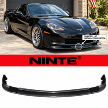 Load image into Gallery viewer, NINTE Front Bumper Lip Splitter Kit Fit for Chevrolet Corvette C6 Base 2005-2013 Painted Carbon Fiber Look 3-Piece ABS Plastic ZR1 Style - NINTE