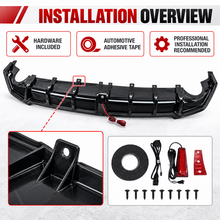 NINTE Rear Bumper Diffuser Fit for Honda Civic Sedan 4-Door 2022-2024 Painted Gloss Black ABS One Piece with Integrated LED Brake Light - NINTE