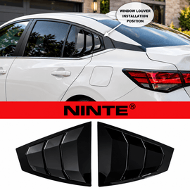 NINTE Rear Side Window Louvers Fit for Nissan Sentra 2020-2025 Sedan 4-Door Gloss Black ABS 2-Piece Sport Style - NINTE
