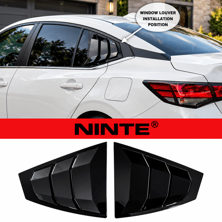 NINTE Rear Side Window Louvers Fit for Nissan Sentra 2020-2025 Sedan 4-Door Gloss Black ABS 2-Piece Sport Style - NINTE