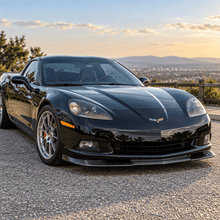 NINTE Front Bumper Lip Splitter Kit Fit for Chevrolet Corvette C6 Base 2005-2013 Painted Carbon Fiber Look 3-Piece ABS Plastic ZR1 Style - NINTE