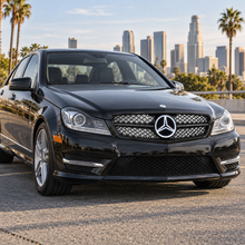 NINTE Front Diamond Mesh Grille Fit for Mercedes-Benz W204 C-Class 2008-2014 C180 C200 C230 C250 C280 C300 C350 Painted Gloss Black ABS with LED Emblem Not for C63
