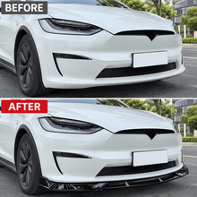 NINTE Front Bumper Lip Splitter Kit Fit for Tesla Model X 2023-2025 Gloss Black ABS 3-Piece Sport Style - NINTE
