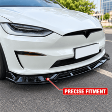 NINTE Front Bumper Lip Splitter Kit Fit for Tesla Model X 2023-2025 Gloss Black ABS 3-Piece Sport Style - NINTE
