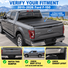 NINTE Rear Upper 4-Fold Hard Tonneau Cover Fit for 2015-2026 Ford F-150 5.5FT 66 in Short Bed Black Aluminum - NINTE