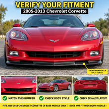 NINTE Front Bumper Lip Splitter Kit Fit for Chevrolet Corvette C6 Base 2005-2013 Painted Carbon Fiber Look 3-Piece ABS Plastic ZR1 Style - NINTE