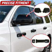 NINTE Exterior Mirror Cover and Door Handle Cover Kit Fit for Toyota Sequoia 2007-2019 Painted Gloss Black ABS Tape on - NINTE