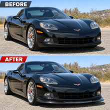 NINTE Front Bumper Lip Splitter Kit Fit for Chevrolet Corvette C6 Base 2005-2013 Painted Carbon Fiber Look 3-Piece ABS Plastic ZR1 Style - NINTE