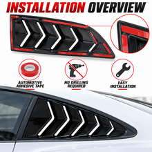 NINTE Rear Side Window Louvers Fit for Ford Mustang GT 2015-2023 Gloss Black ABS Sport Style - NINTE
