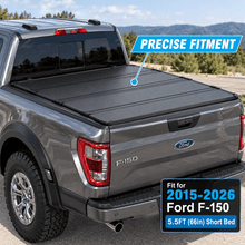 NINTE Rear Upper 4-Fold Hard Tonneau Cover Fit for 2015-2026 Ford F-150 5.5FT 66 in Short Bed Black Aluminum - NINTE
