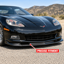 NINTE Front Bumper Lip Splitter Kit Fit for Chevrolet Corvette C6 Base 2005-2013 Painted Carbon Fiber Look 3-Piece ABS Plastic ZR1 Style - NINTE