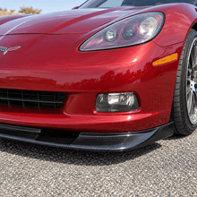 NINTE Front Bumper Lip Splitter Kit Fit for Chevrolet Corvette C6 Base 2005-2013 Painted Carbon Fiber Look 3-Piece ABS Plastic ZR1 Style - NINTE