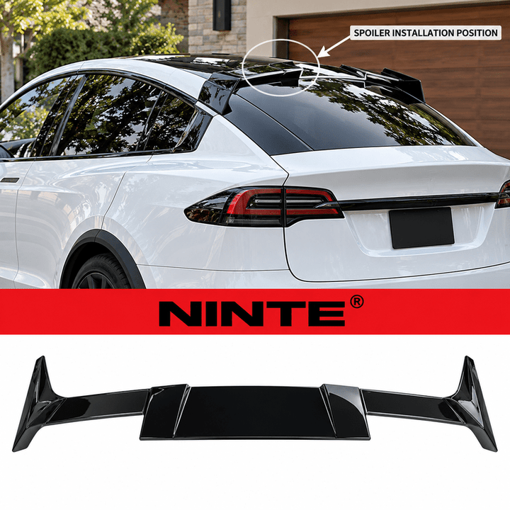 NINTE Rear Roof Spoiler Wing Fit for Tesla Model X 2016-2025 Painted Gloss Black One Piece Sport Style Without Logo - NINTE