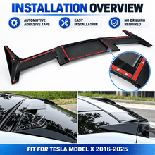 NINTE Rear Roof Spoiler Wing Fit for Tesla Model X 2016-2025 Painted Gloss Black One Piece Sport Style Without Logo - NINTE