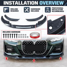 NINTE Front Bumper Lip Splitter Kit Fit for BMW 4 Series G22 Coupe G23 Convertible M Sport 2020-2026 Granite Pattern ABS Full-Length One-Piece Main Lip Without Logo - NINTE