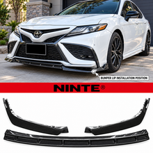 Load image into Gallery viewer, NINTE Front Bumper Lip Splitter Kit Fit for Toyota Camry SE XSE Sedan 2021-2024 Painted Carbon Fiber Look