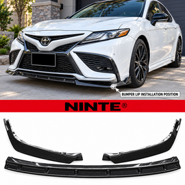 NINTE Front Bumper Lip Splitter Kit Fit for Toyota Camry SE XSE Sedan 2021-2024 Painted Carbon Fiber Look