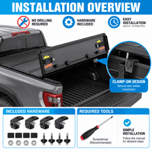 NINTE Rear Upper 4-Fold Hard Tonneau Cover Fit for 2015-2026 Ford F-150 5.5FT 66 in Short Bed Black Aluminum - NINTE