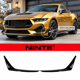 NINTE Front Bumper Side Splitter Canards Kit Fit for Ford Mustang GT S650 2-Door 2024-2025 ABS Painted Gloss Black - NINTE