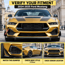 NINTE Front Bumper Side Splitter Canards Kit Fit for Ford Mustang GT S650 2-Door 2024-2025 ABS Painted Gloss Black - NINTE