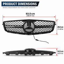NINTE Front Diamond Mesh Grille Fit for Mercedes-Benz W204 C-Class 2008-2014 C180 C200 C230 C250 C280 C300 C350 Painted Gloss Black ABS with LED Emblem Not for C63