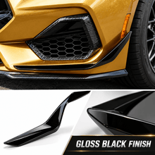 NINTE Front Bumper Side Splitter Canards Kit Fit for Ford Mustang GT S650 2-Door 2024-2025 ABS Painted Gloss Black - NINTE