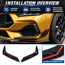 NINTE Front Bumper Side Splitter Canards Kit Fit for Ford Mustang GT S650 2-Door 2024-2025 ABS Painted Gloss Black - NINTE