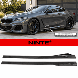 NINTE Side Rocker Skirt Extension Lip Kit Fit for BMW 8 Series G14 Cabrio G15 Coupe 2019-2024 Painted Carbon Fiber Look AC Style - NINTE