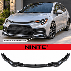 NINTE Front Bumper Lip Splitter Fit for 2020-2025 Toyota Corolla Sedan SE XSE Painted Gloss Carbon Fiber Look 3-Piece V2 Sport Style - NINTE