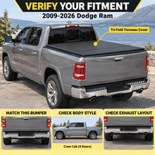 NINTE Tri-Fold Tonneau Cover Fit for 2009-2026 Dodge/Ram 1500 Crew Cab 5.7/5.8 ft Bed, Black Soft Truck Bed Cover with Clamps, No-Drill Installation - NINTE