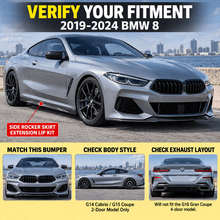 NINTE Side Rocker Skirt Extension Lip Kit Fit for BMW 8 Series G14 Cabrio G15 Coupe 2019-2024 Painted Carbon Fiber Look AC Style