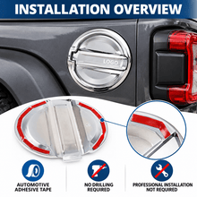 NINTE Fuel Tank Door Cover Fit for Jeep Wrangler JL 2018-2024 Chrome-Plated ABS Tape on Exterior Trim - NINTE