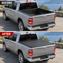NINTE Tri-Fold Tonneau Cover Fit for 2009-2026 Dodge/Ram 1500 Crew Cab 5.7/5.8 ft Bed, Black Soft Truck Bed Cover with Clamps, No-Drill Installation - NINTE
