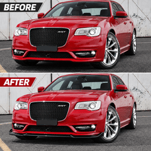 NINTE Front Bumper Lip Splitter Kit Fit for Chrysler 300 SRT 2015-2022 V2 Gloss Black Plastic 3 Piece Sport Style Without Logo - NINTE