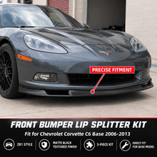 NINTE Front Bumper Lip Splitter Kit Fit for Chevrolet Corvette C6 Base 2006-2013 Matte Black Textured ABS 3-Piece ZR1 Style - NINTE