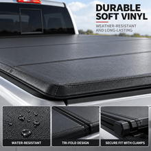 NINTE Tri-Fold Tonneau Cover Fit for 2009-2026 Dodge/Ram 1500 Crew Cab 5.7/5.8 ft Bed, Black Soft Truck Bed Cover with Clamps, No-Drill Installation - NINTE