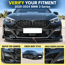 NINTE Front Bumper Lip Splitter Kit Fit for BMW 2-Series F44 220i 228i M235i Gran Coupe M-Sport 2020-2024 Painted Gloss Black ABS 3-Piece Sport Style