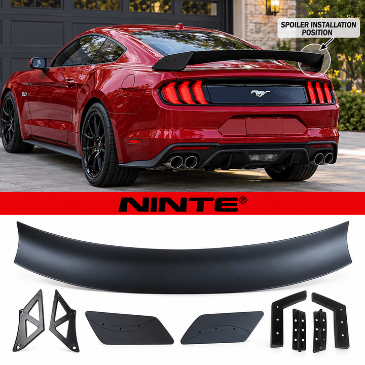 NINTE Rear Spoiler Wing Fit for Ford Mustang Coupe 2015-2023 Painted Matte Black ABS One Piece GT500 CFTP Style - NINTE