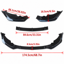 NINTE Front Bumper Lip Splitter Kit Fit for BMW 2-Series F44 220i 228i M235i Gran Coupe M-Sport 2020-2024 Painted Gloss Black ABS 3-Piece Sport Style