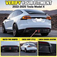 NINTE Rear Bumper Lip Splitter Diffuser with LED Brake Light Fit for Tesla Model X 2022-2025 Carbon Fiber Look One Piece Sport Style Without Logo - NINTE