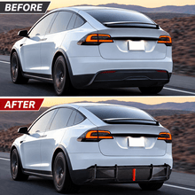 NINTE Rear Bumper Lip Splitter Diffuser with LED Brake Light Fit for Tesla Model X 2022-2025 Carbon Fiber Look One Piece Sport Style Without Logo - NINTE