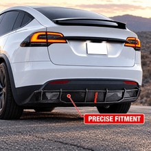 NINTE Rear Bumper Lip Splitter Diffuser with LED Brake Light Fit for Tesla Model X 2022-2025 Carbon Fiber Look One Piece Sport Style Without Logo - NINTE