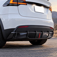 NINTE Rear Bumper Lip Splitter Diffuser with LED Brake Light Fit for Tesla Model X 2022-2025 Carbon Fiber Look One Piece Sport Style Without Logo - NINTE